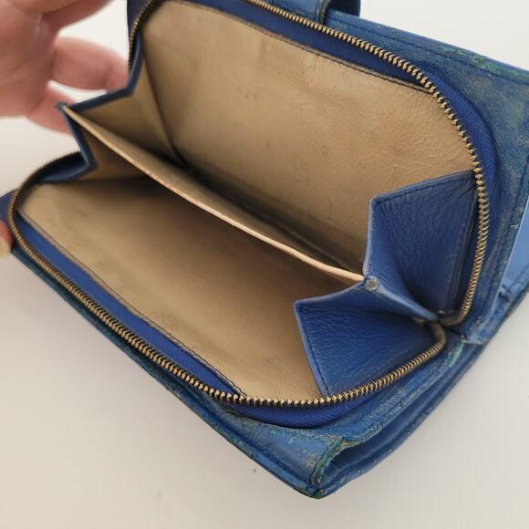 BOTTEGA VENETA Interatiato Woven Leather Bifold Wallet Medium Blue Unisex Soft - Picture 11 of 15